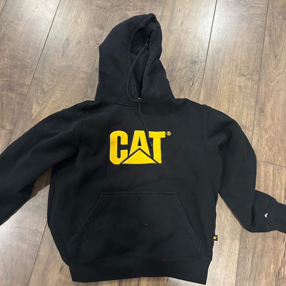 CAT Women's Black Hoodie with Yellow Logo